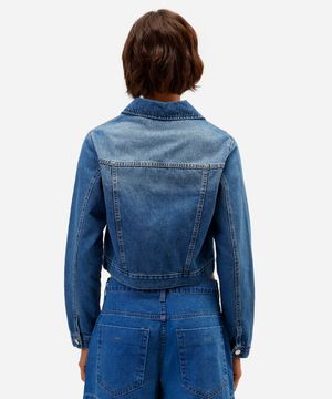 jaqueta cropped feminina jeans azul