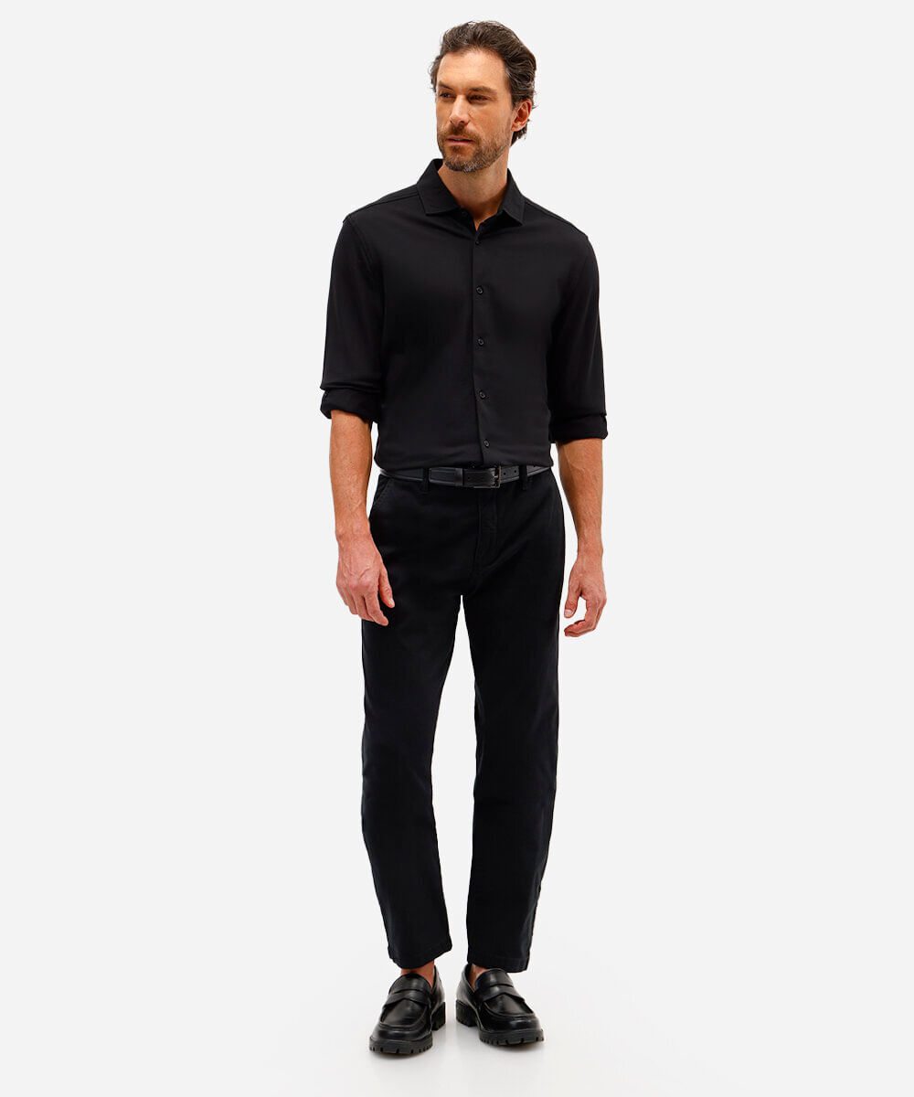 calça chino slim masculina de sarja preta