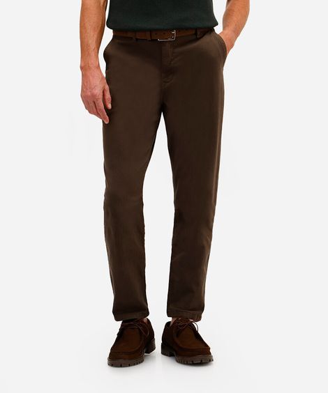 calça chino slim masculina de sarja marrom