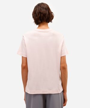 camiseta feminina de algodão peruano interlock básica rosa