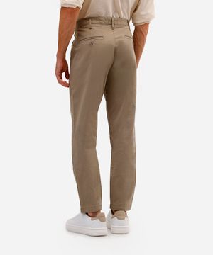 calça de sarja slim com bolsos bege