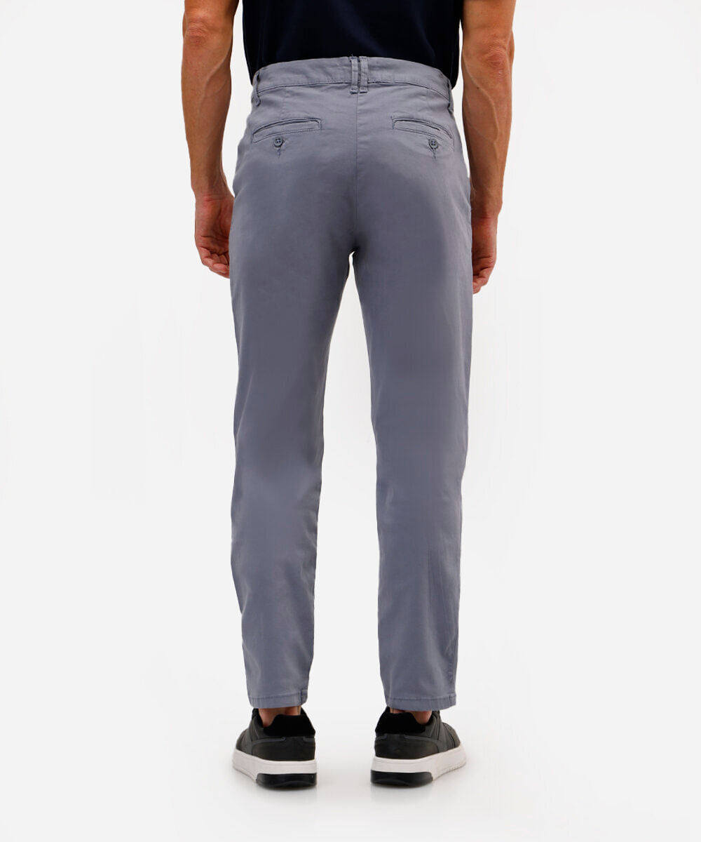 calça chino slim de sarja com elastano masculina azul