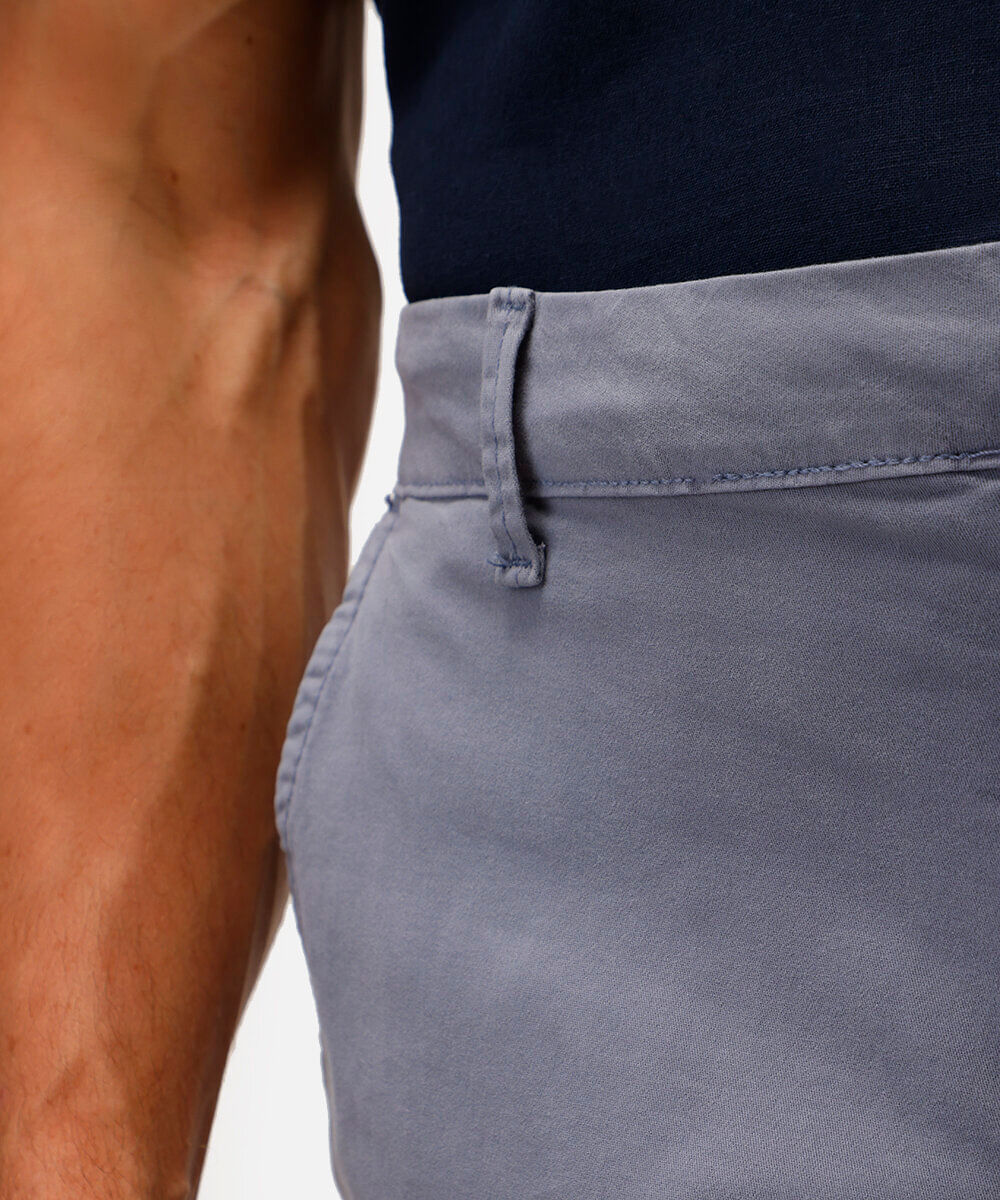 calça chino slim de sarja com elastano masculina azul