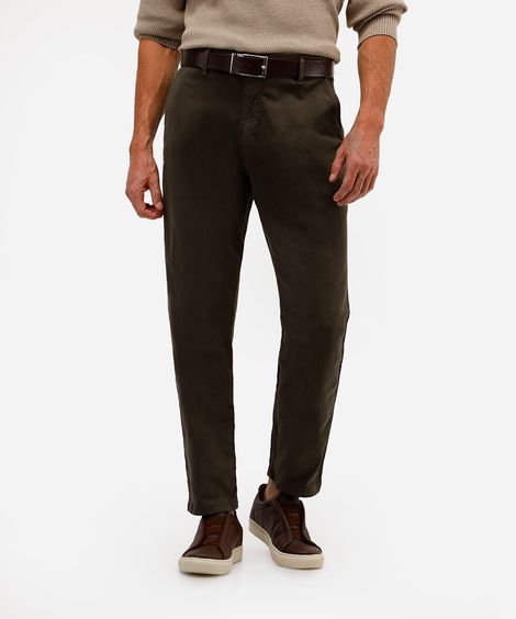 calça chino slim masculina de sarja verde