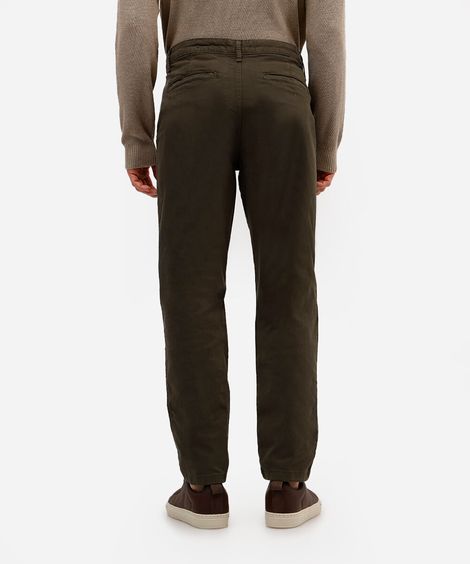 calça chino slim masculina de sarja verde