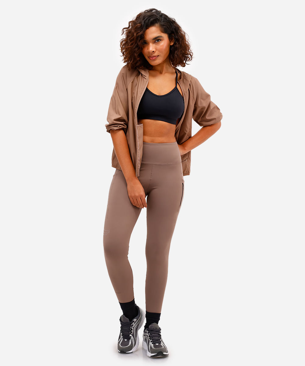 calça legging feminina esportiva com refletivo marrom