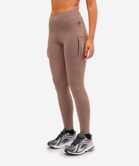 calça legging feminina esportiva com refletivo marrom