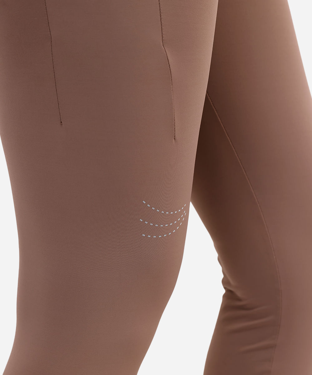 calça legging feminina esportiva com refletivo marrom