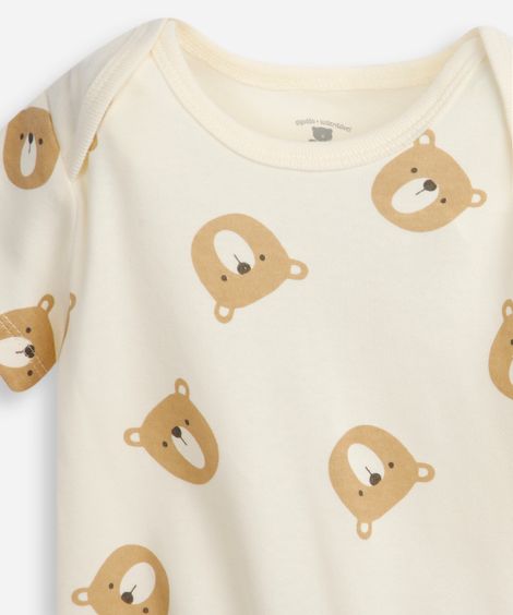 conjunto infantil de algodão ursinho bege
