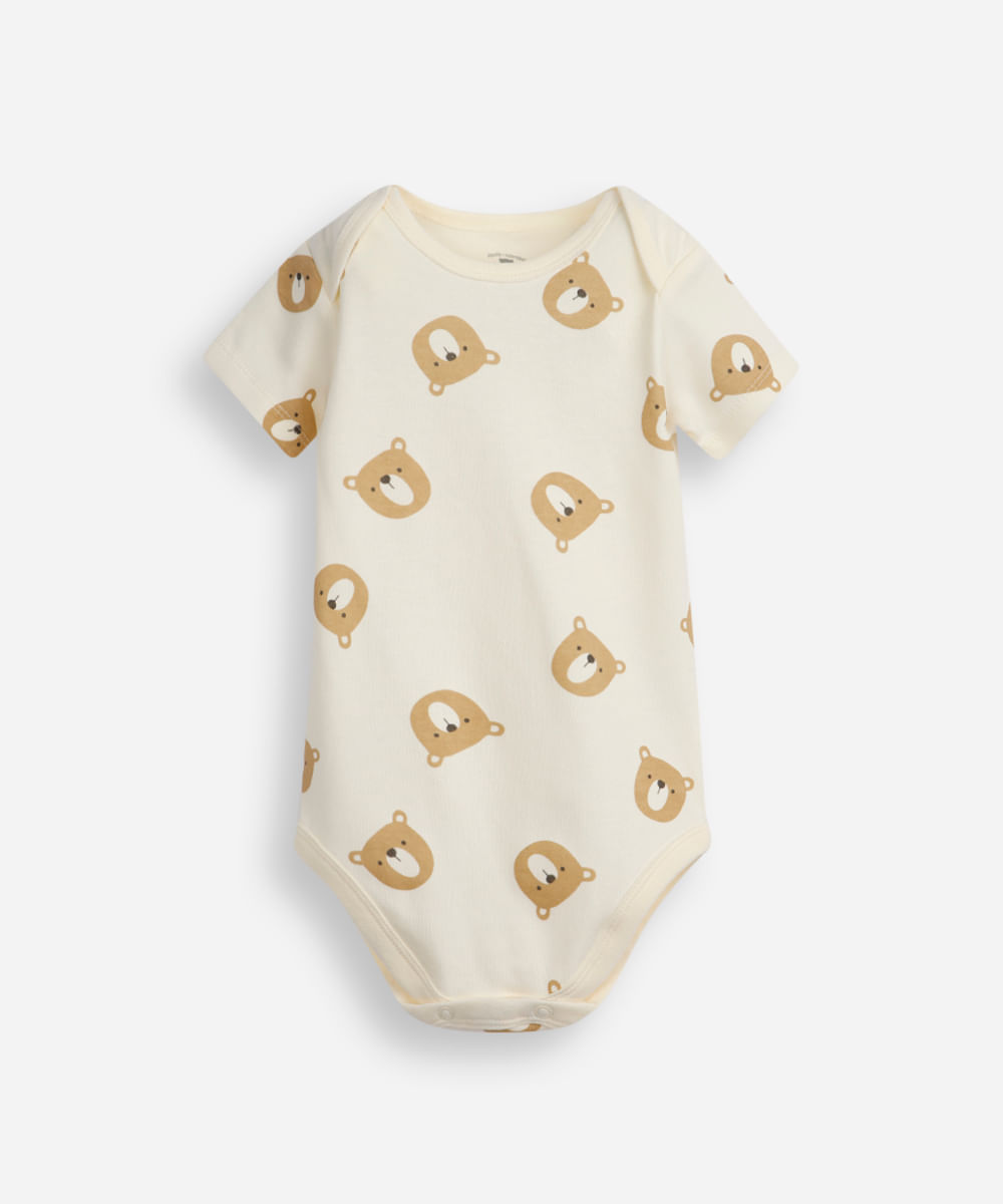 conjunto infantil de algodão ursinho bege