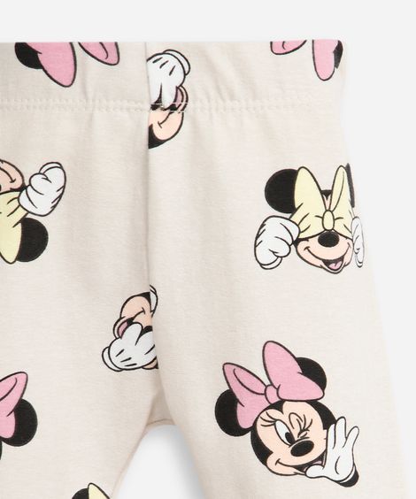 calça legging infantil minnie bege