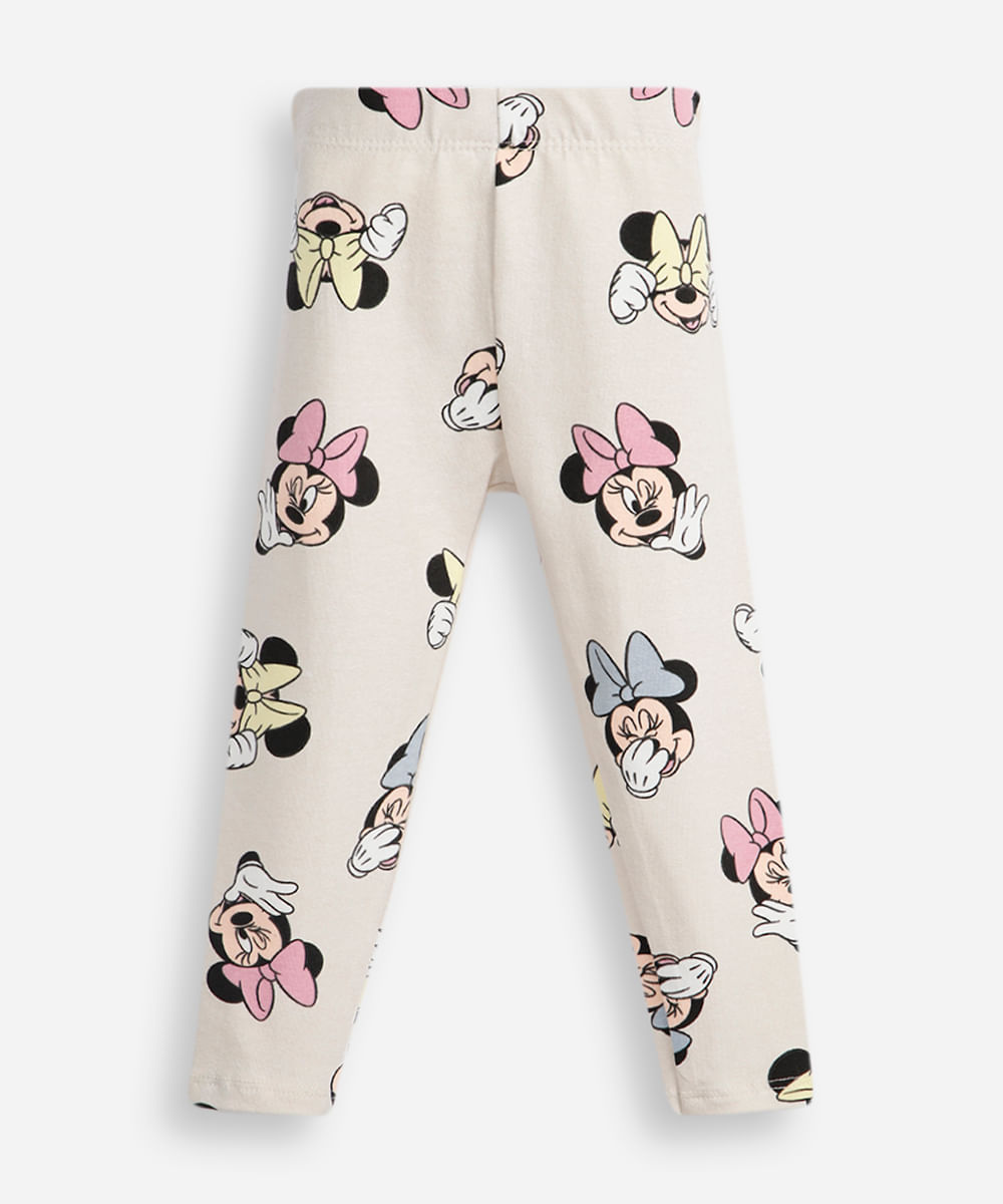 calça legging infantil minnie bege