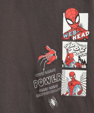 blusa de algodão infantil com manga sobreposta homem aranha - chumbo