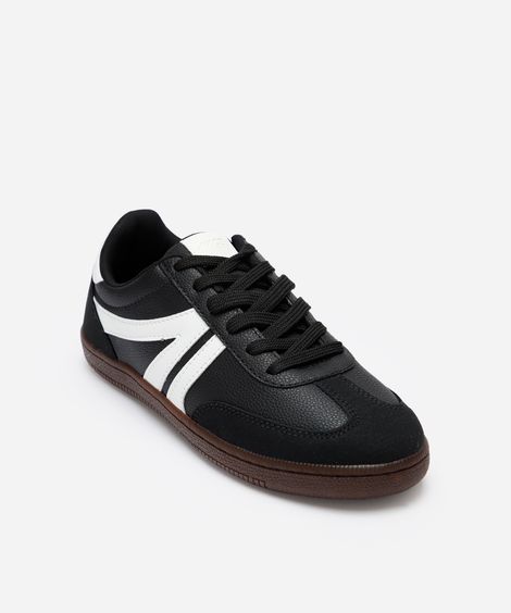 tênis bossa com recortes bicolor preto