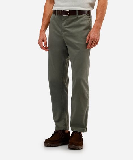 calça chino reta de sarja masculina verde