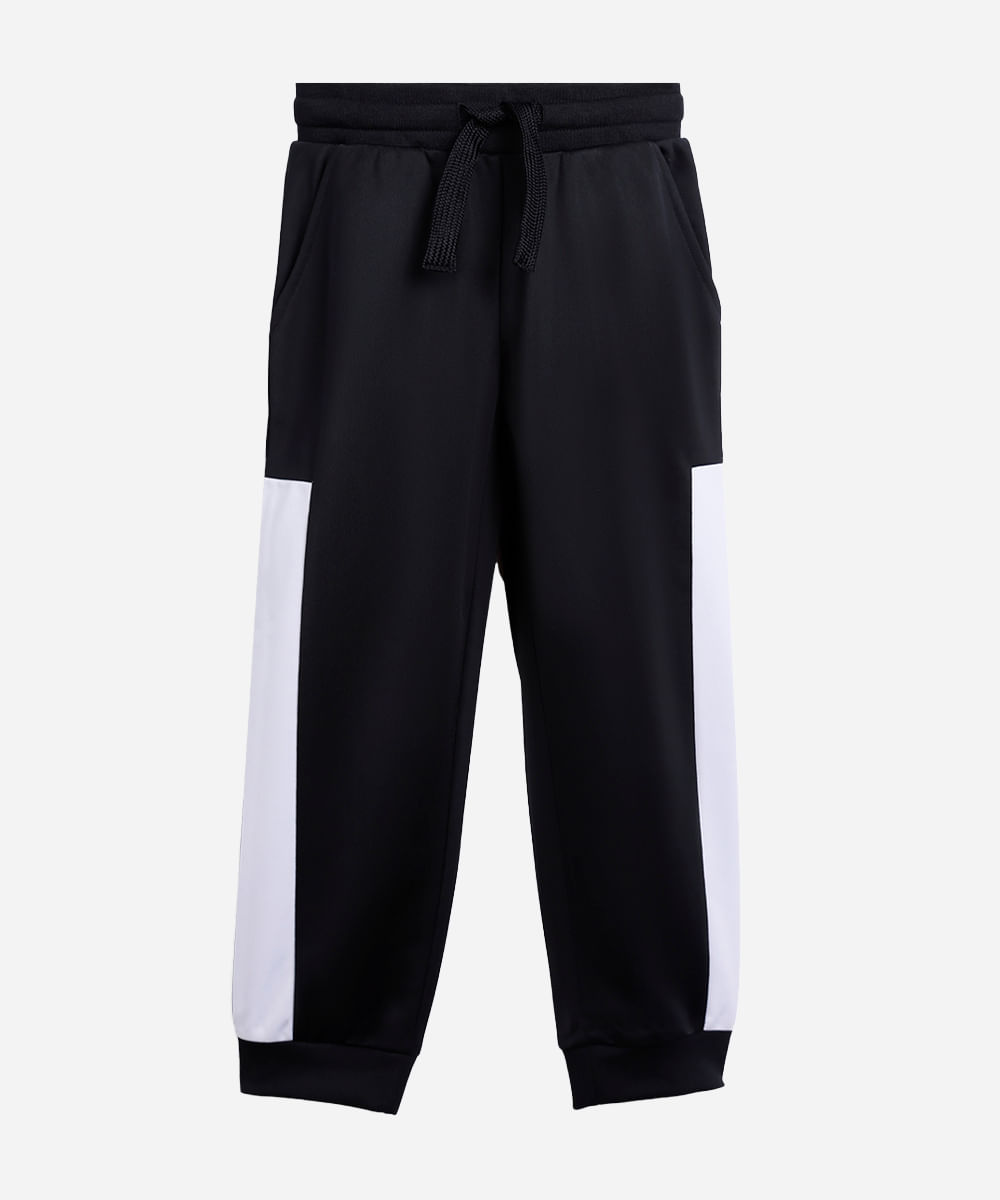 calça jogger infantil com recortes preta