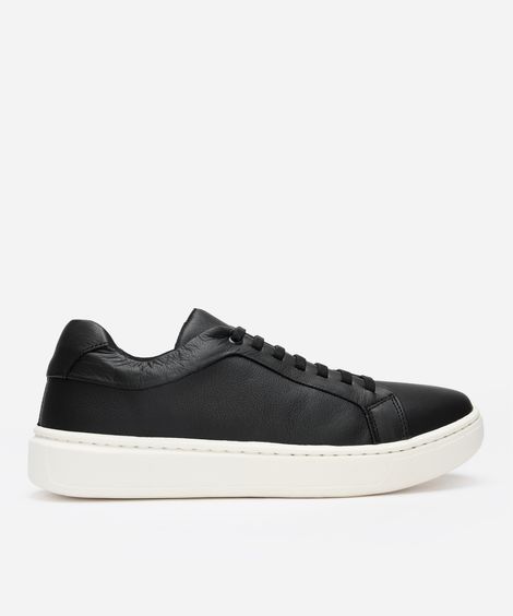 tênis casual de couro com recortes oneself preto