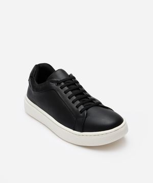 tênis casual de couro com recortes oneself preto