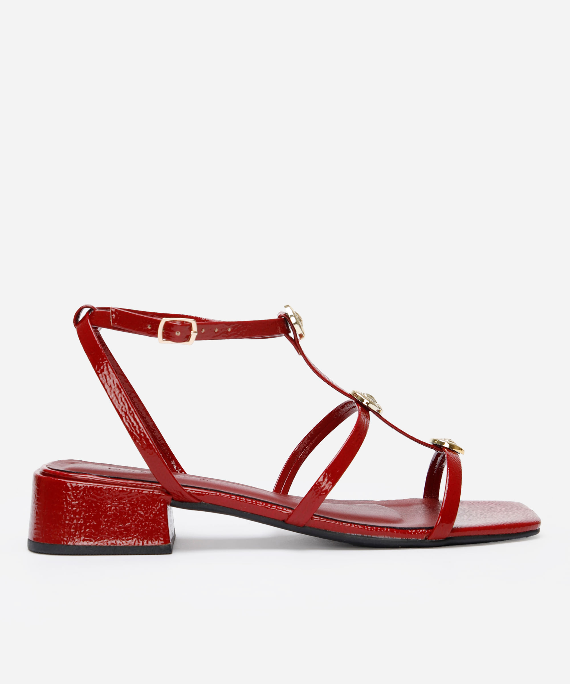 sandália gladiadora salto baixo oneself vermelho