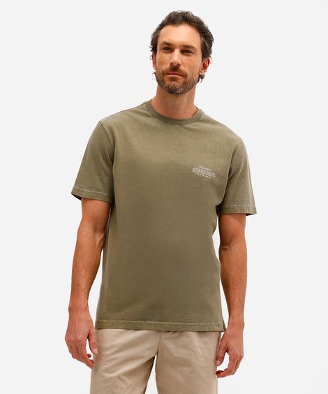 camiseta masculina de algodão estampada bege