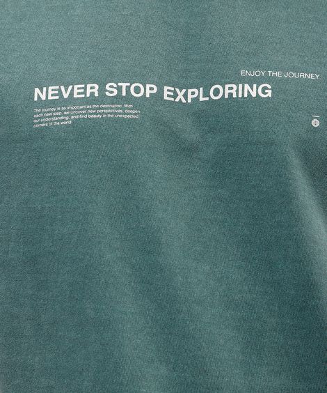 camiseta masculina de algodão never stop exploring verde