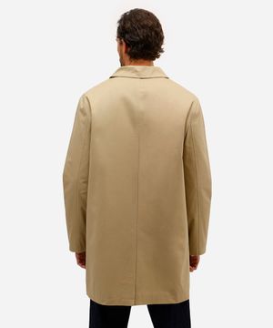 casaco trench coat masculino de sarja bege