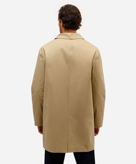 casaco trench coat masculino de sarja bege