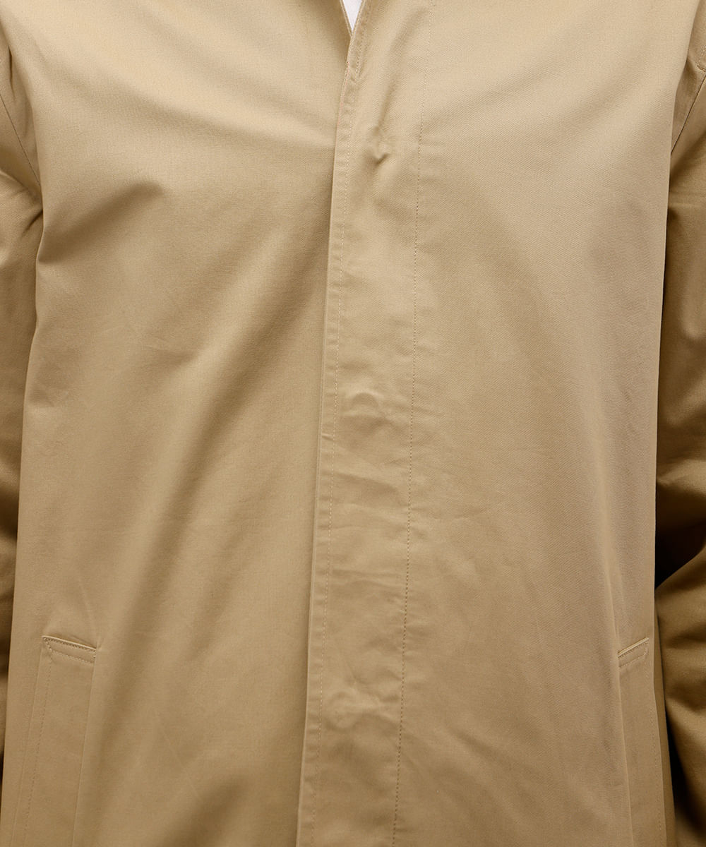 casaco trench coat masculino de sarja bege