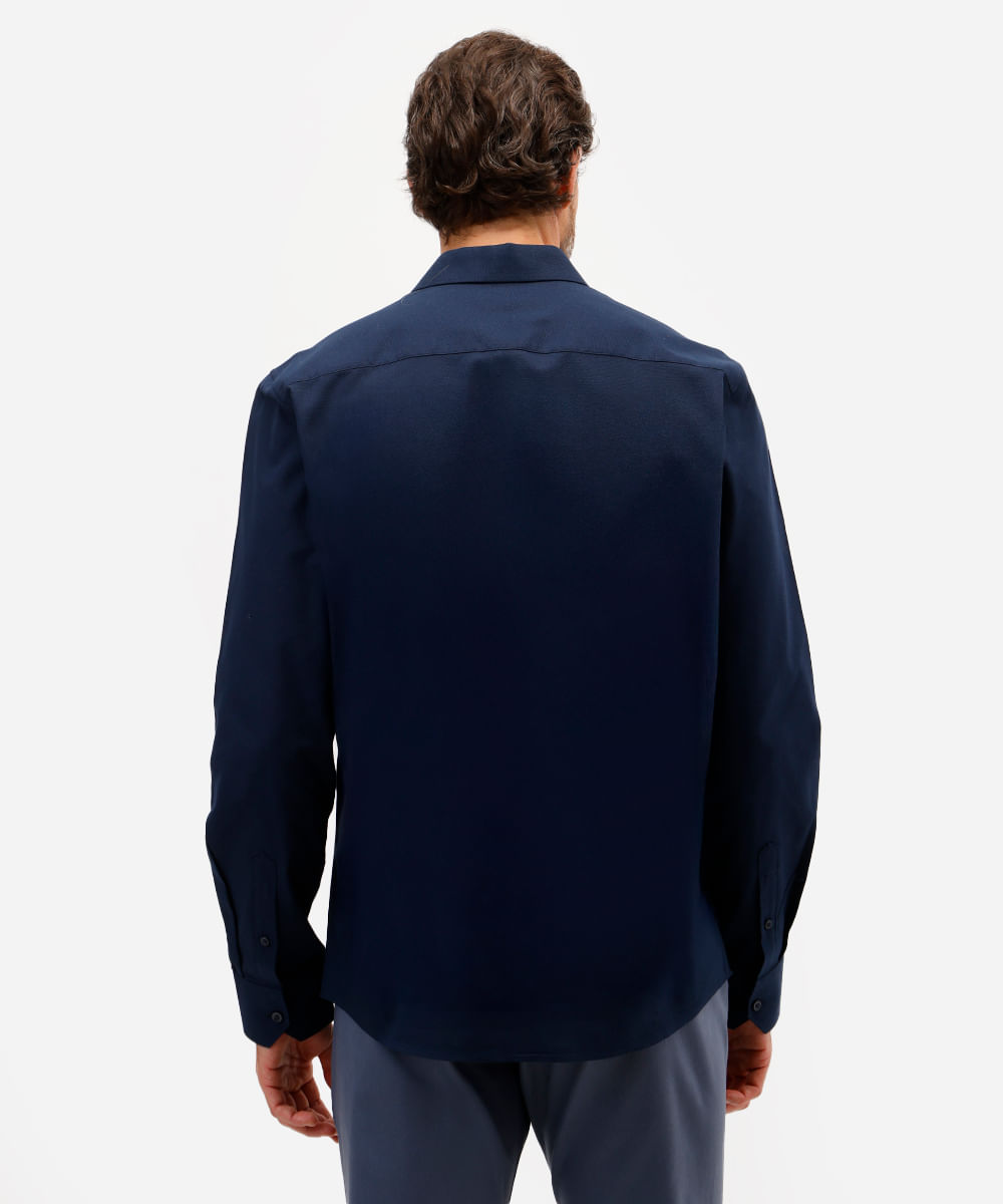 camisa masculina de algodão manga longa texturizada azul