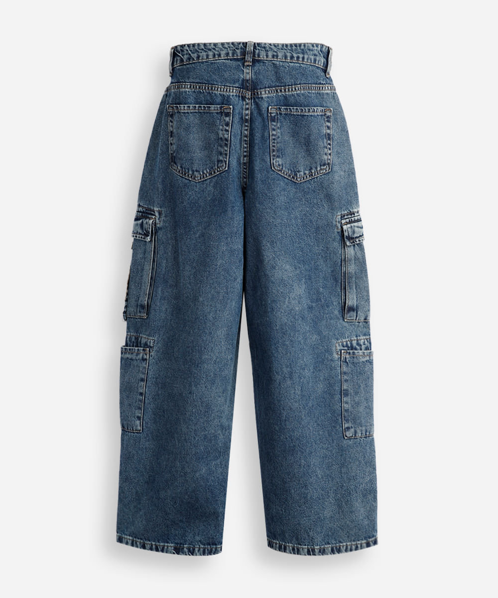 calça skater juvenil jeans azul