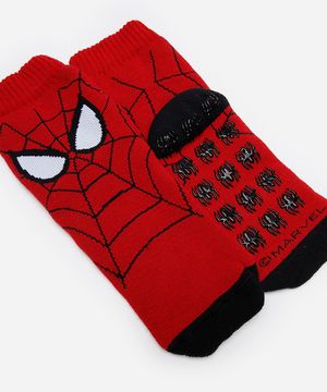 meia cano médio juvenil homem aranha vermelha