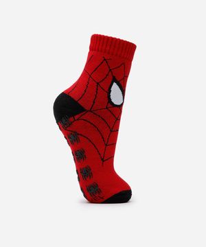 meia cano médio juvenil homem aranha vermelha