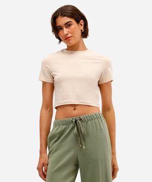 blusa básica feminina baby look bege