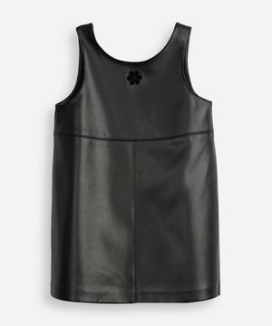 vestido evasê infantil de poliuretano preto