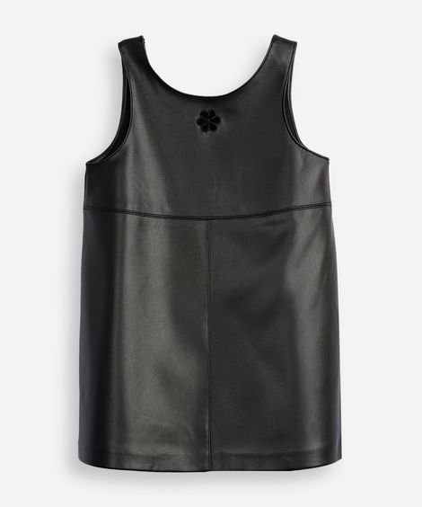 vestido evasê infantil de poliuretano preto