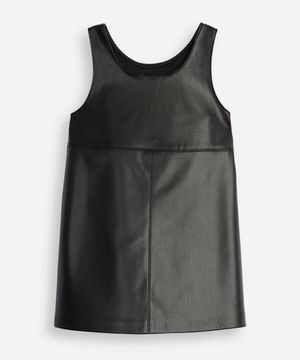 vestido evasê infantil de poliuretano preto