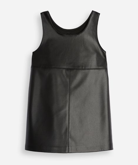 vestido evasê infantil de poliuretano preto