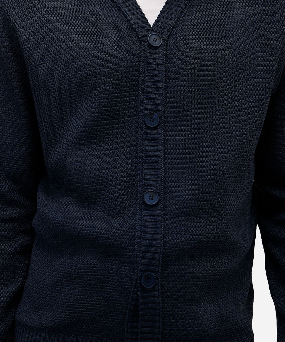 cardigan masculino de tricot texturizado azul