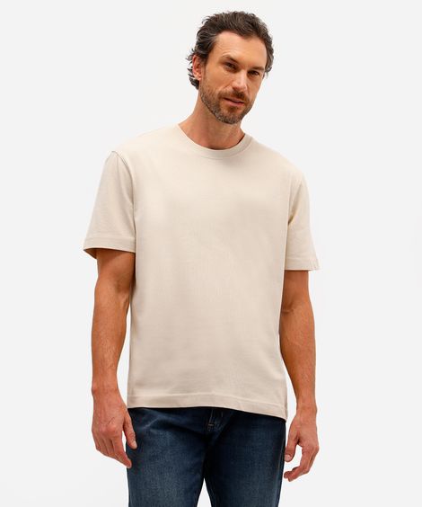 camiseta masculina de algodão manga curta bege