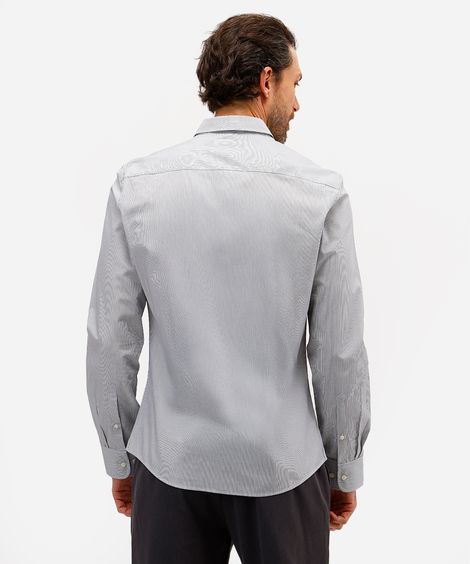 camisa masculina de algodão manga longa listrada azul