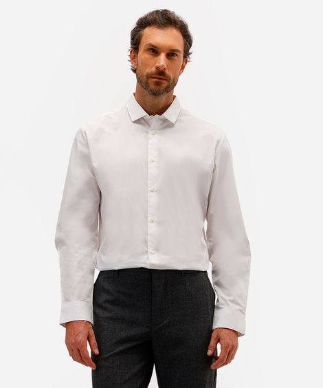 camisa masculina de algodão manga longa branca