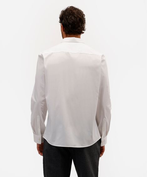 camisa masculina de algodão manga longa branca