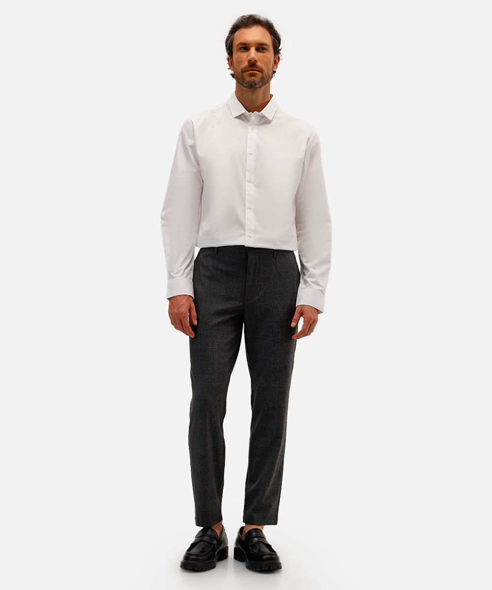 camisa masculina de algodão manga longa branca