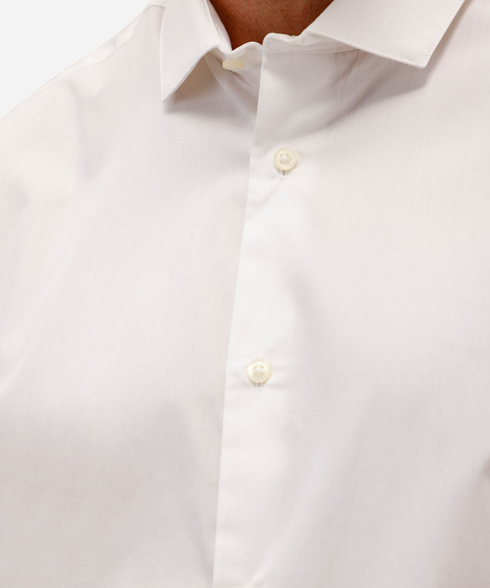 camisa masculina de algodão manga longa branca