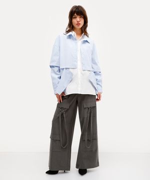 calça cargo feminina cintura alta daniel ueda cinza