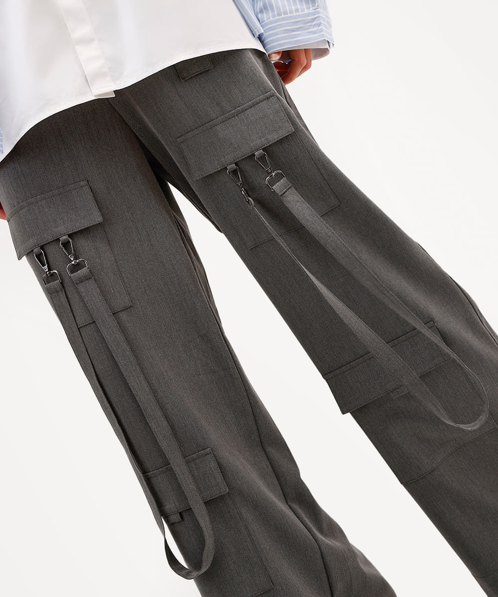 calça cargo feminina cintura alta daniel ueda cinza