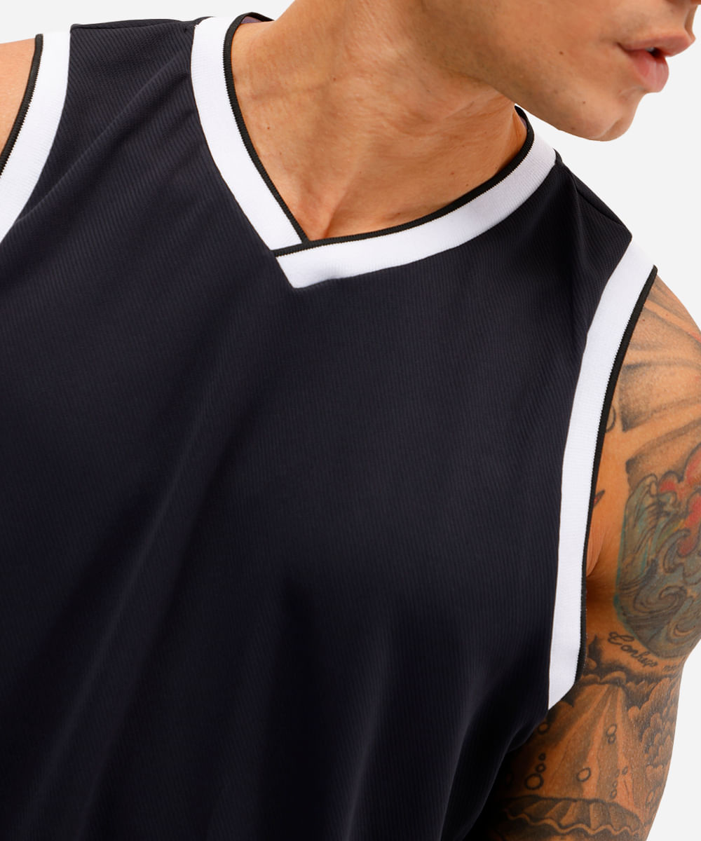 regata basquete masculina esportiva preta
