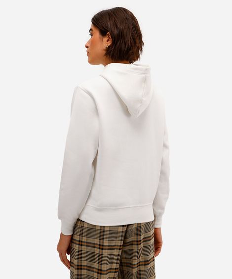 blusão feminino de moletom felpado com capuz brooklyn off white