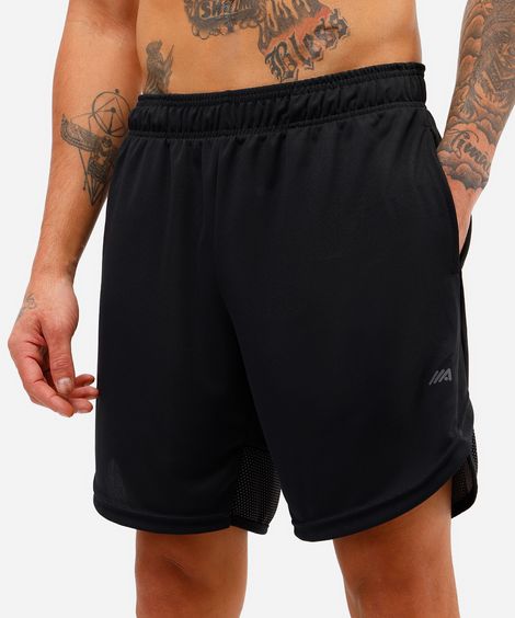 short masculino esportivo texturizado com recorte - preto