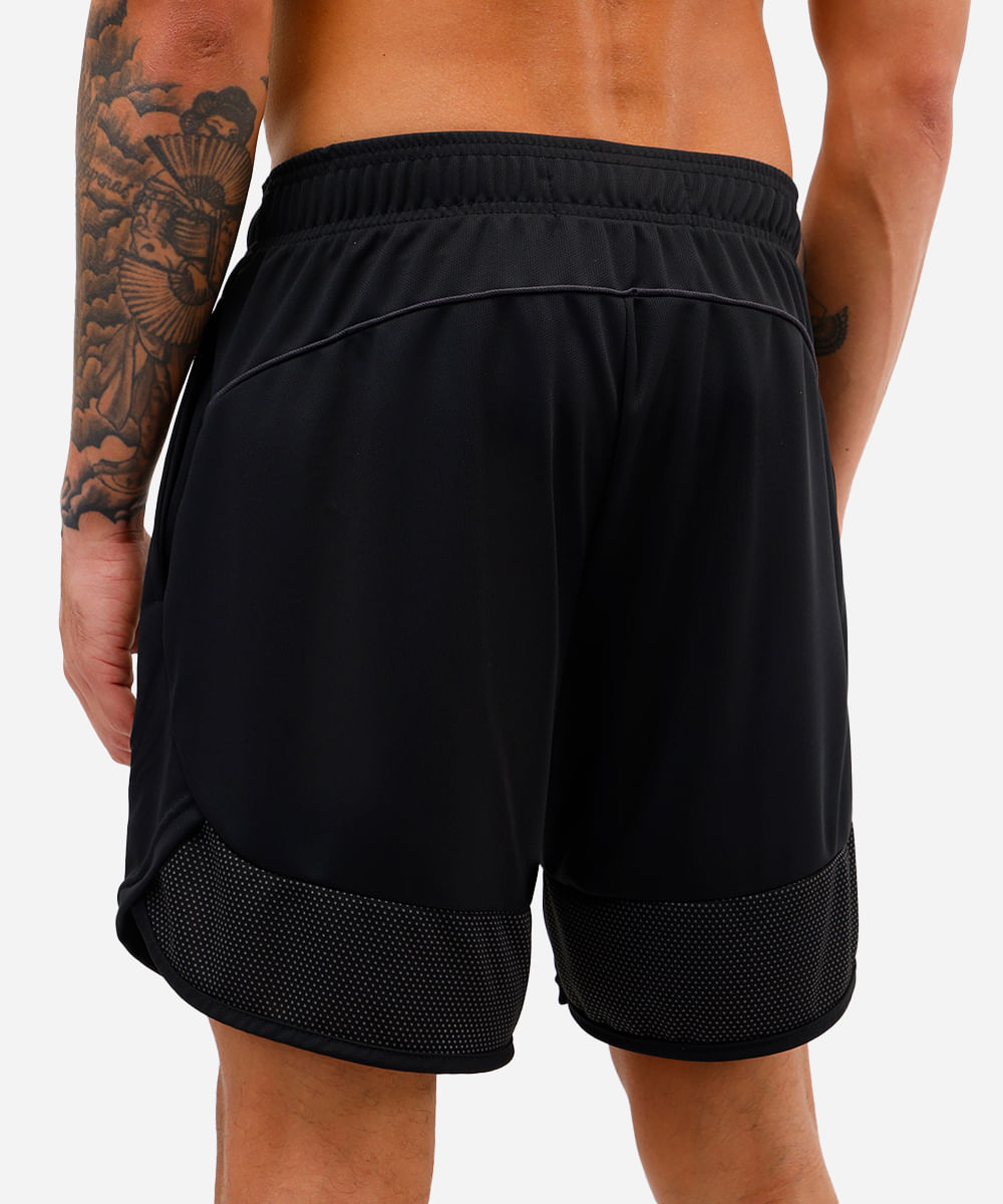 short masculino esportivo texturizado com recorte - preto
